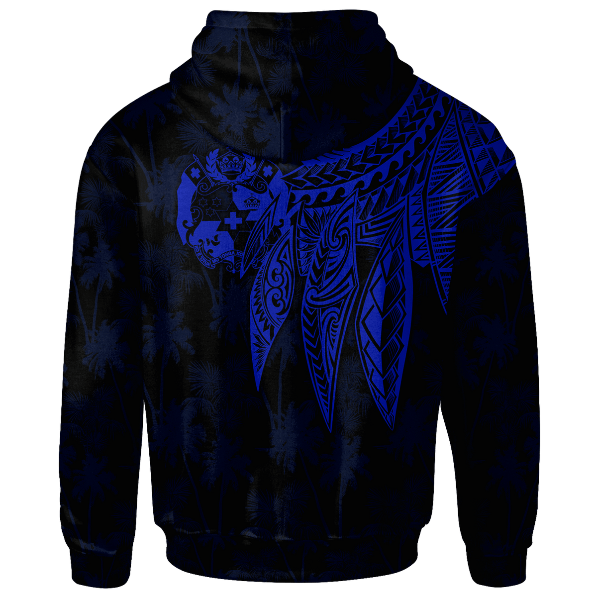 Tonga Zip up Hoodie Polynesian Wings (Blue) - Polynesian Pride