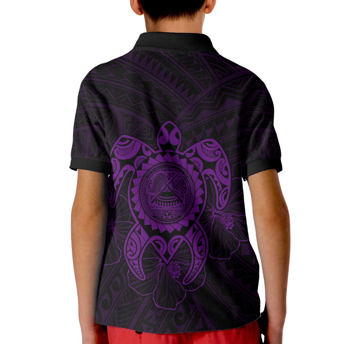 American Samoa Polynesian Polo Shirt Vintage Polynesian Turtle (Purple) - Polynesian Pride