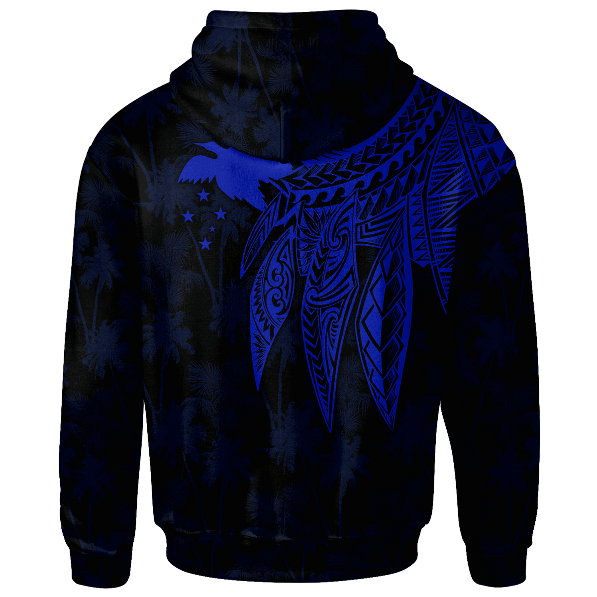 Papua New Guinea Zip up Hoodie Polynesian Wings (Blue) - Polynesian Pride