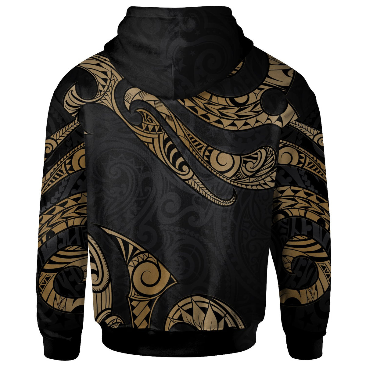 Wallis and Futuna Polynesian Zip Hoodie Polynesian Tattoo Gold Version - Polynesian Pride