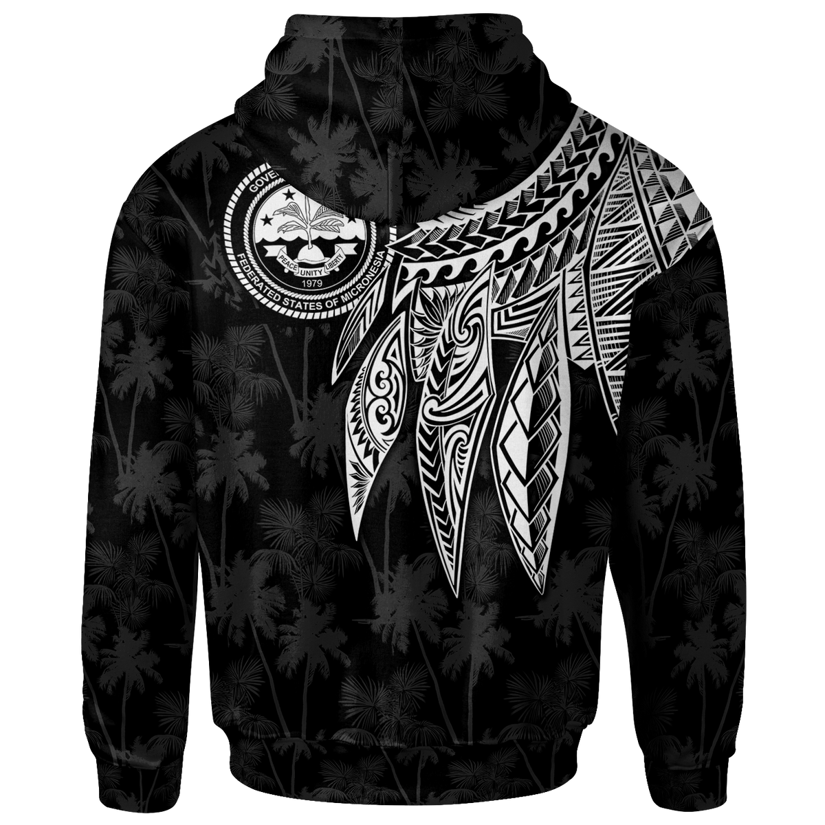 Federated States of Micronesia Zip up Hoodie Polynesian Wings (White) - Polynesian Pride