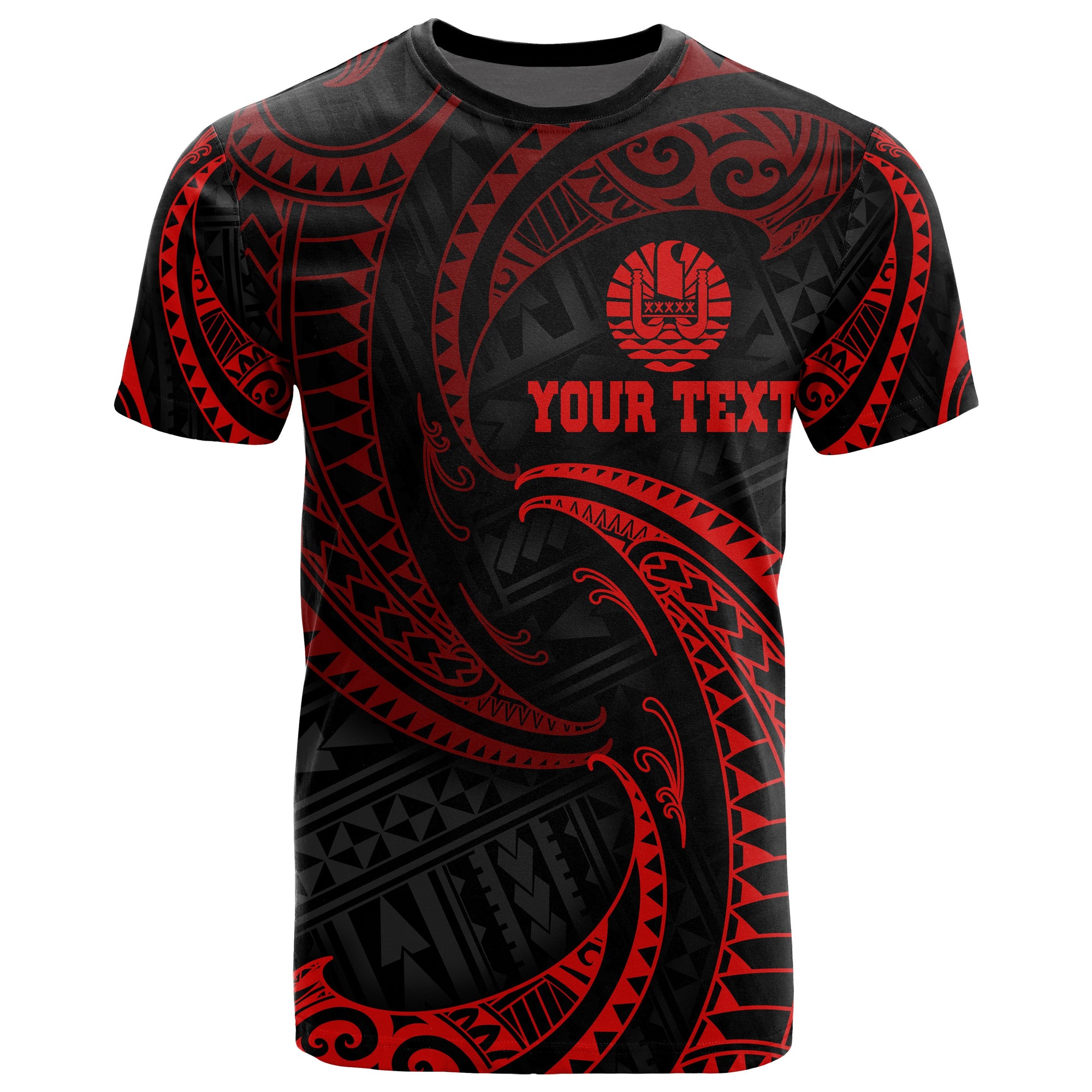Tahiti Polynesian Custom T Shirt Red Tribal Wave Unisex Red - Polynesian Pride