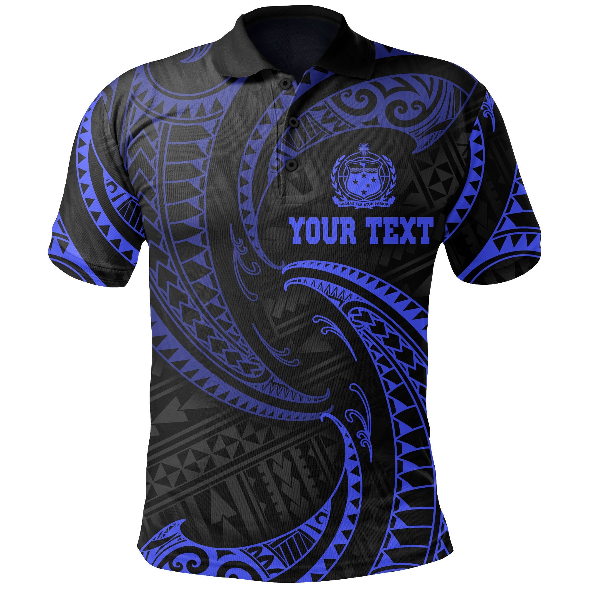 Samoa Polynesian Custom Polo Shirt Blue Tribal Wave Unisex Blue - Polynesian Pride