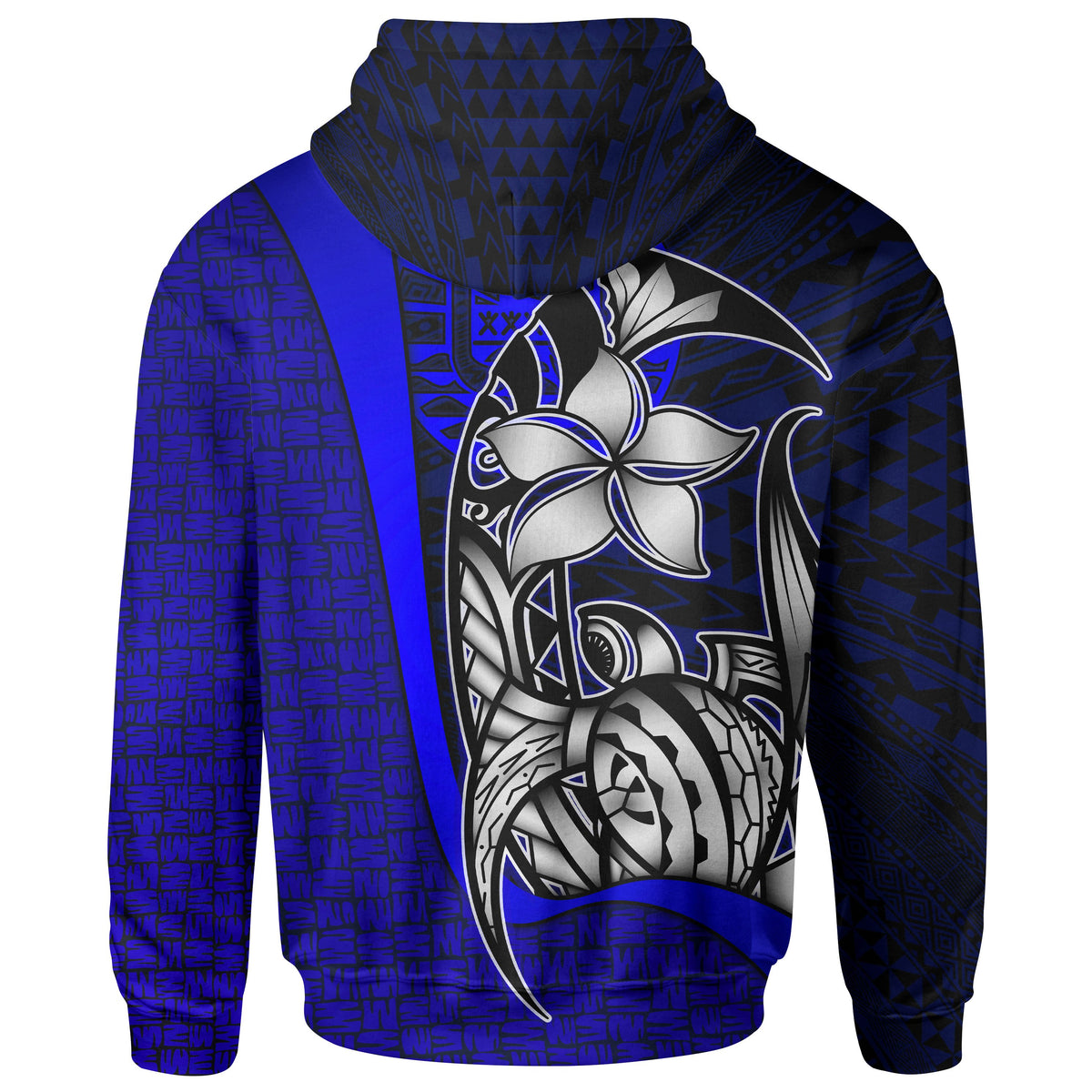 Tahiti Polynesian Zip up Hoodie Blue Turtle with Hook - Polynesian Pride