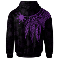 The Philippines Zip up Hoodie Polynesian Wings (Purple) - Polynesian Pride