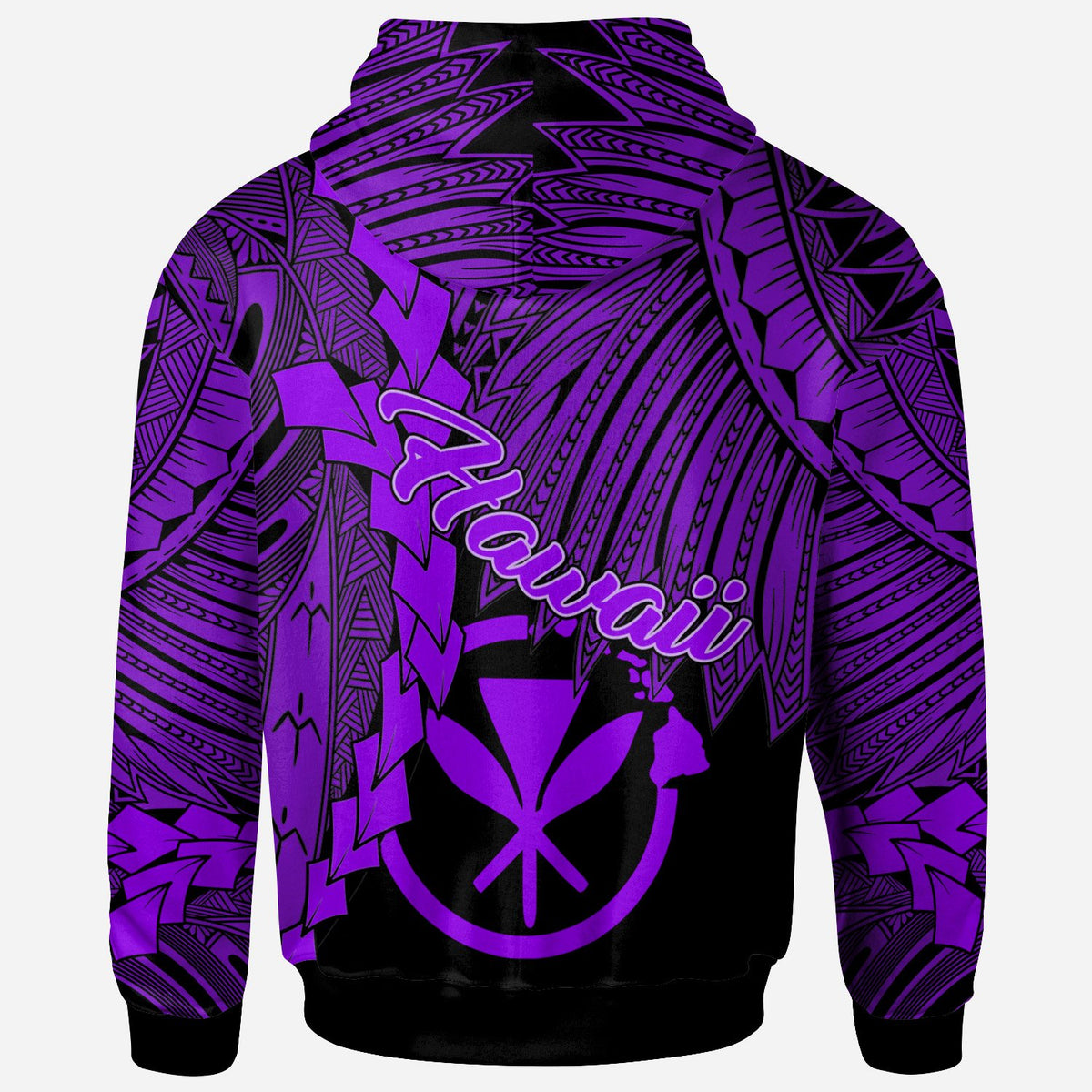 Polynesian Hawaii Custom Hoodie Tribal Wave Tattoo Purple - Polynesian Pride