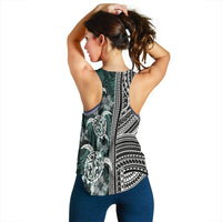 Polynesian Women's Racerback Tank - Turtle With Ethnic Motives And Floral Elements - LT20 - Polynesian Pride