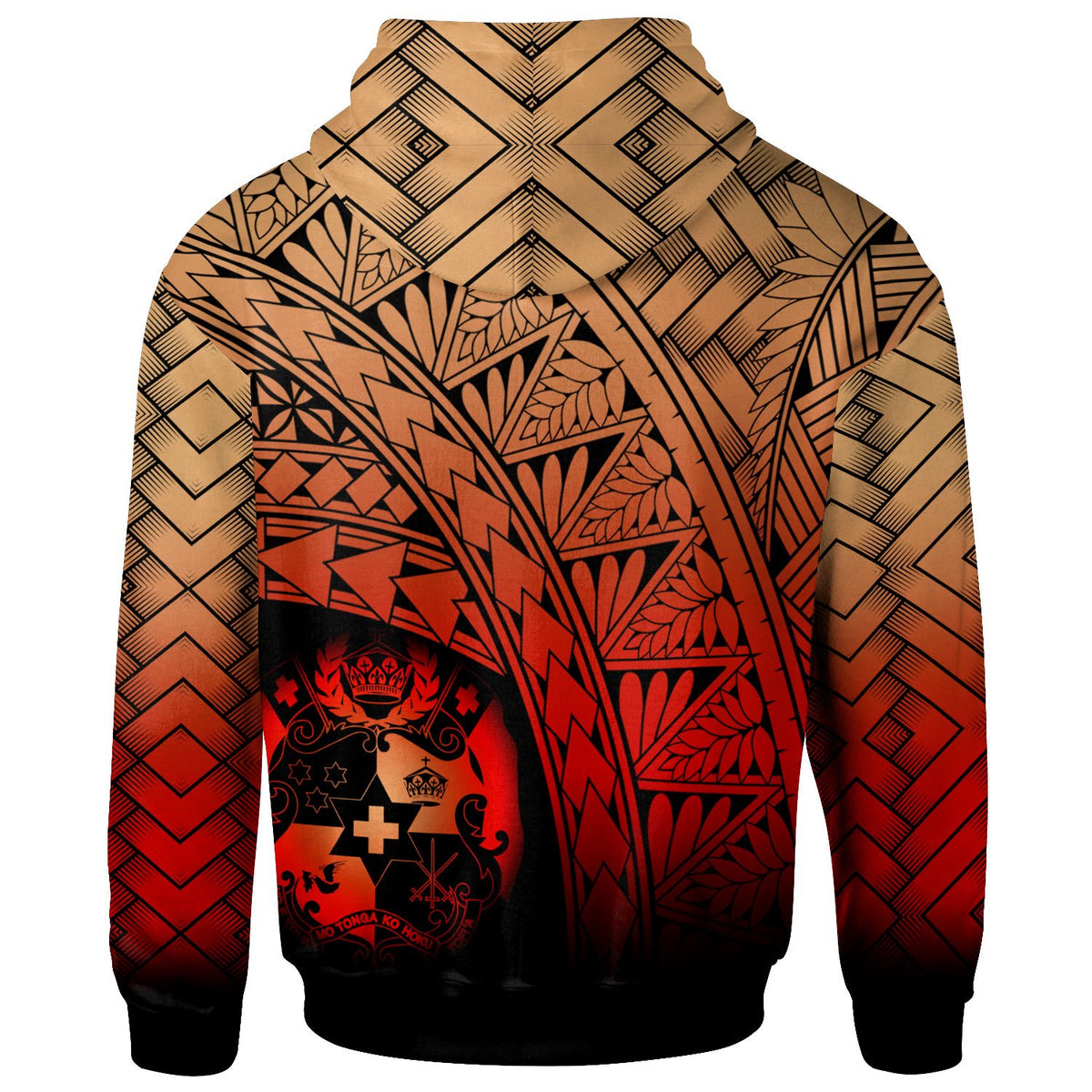 Tonga Polynesian Zip Hoodie Plumeria Tattoo Tribal - Polynesian Pride