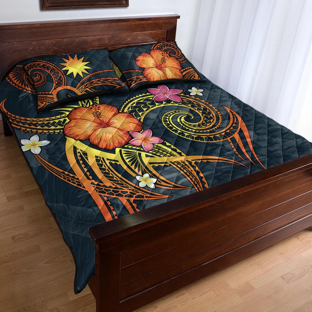 Nauru Polynesian Quilt Bed Set - Legend of Nauru (Blue) - Polynesian Pride