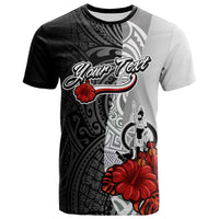 Vanuatu Polynesian Custom T Shirt Coat of Arms With Hibiscus White Unisex Art - Polynesian Pride