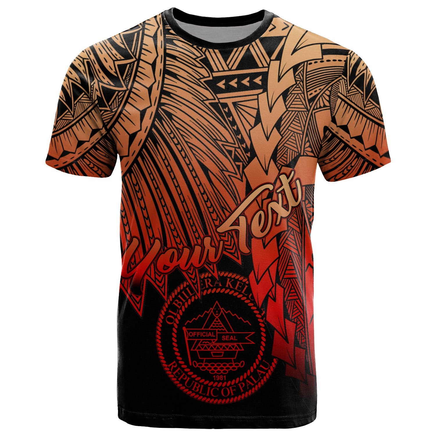 Palau Polynesian Custom T shirt Tribal Wave Tattoo Red Ver 2 Unisex Red - Polynesian Pride