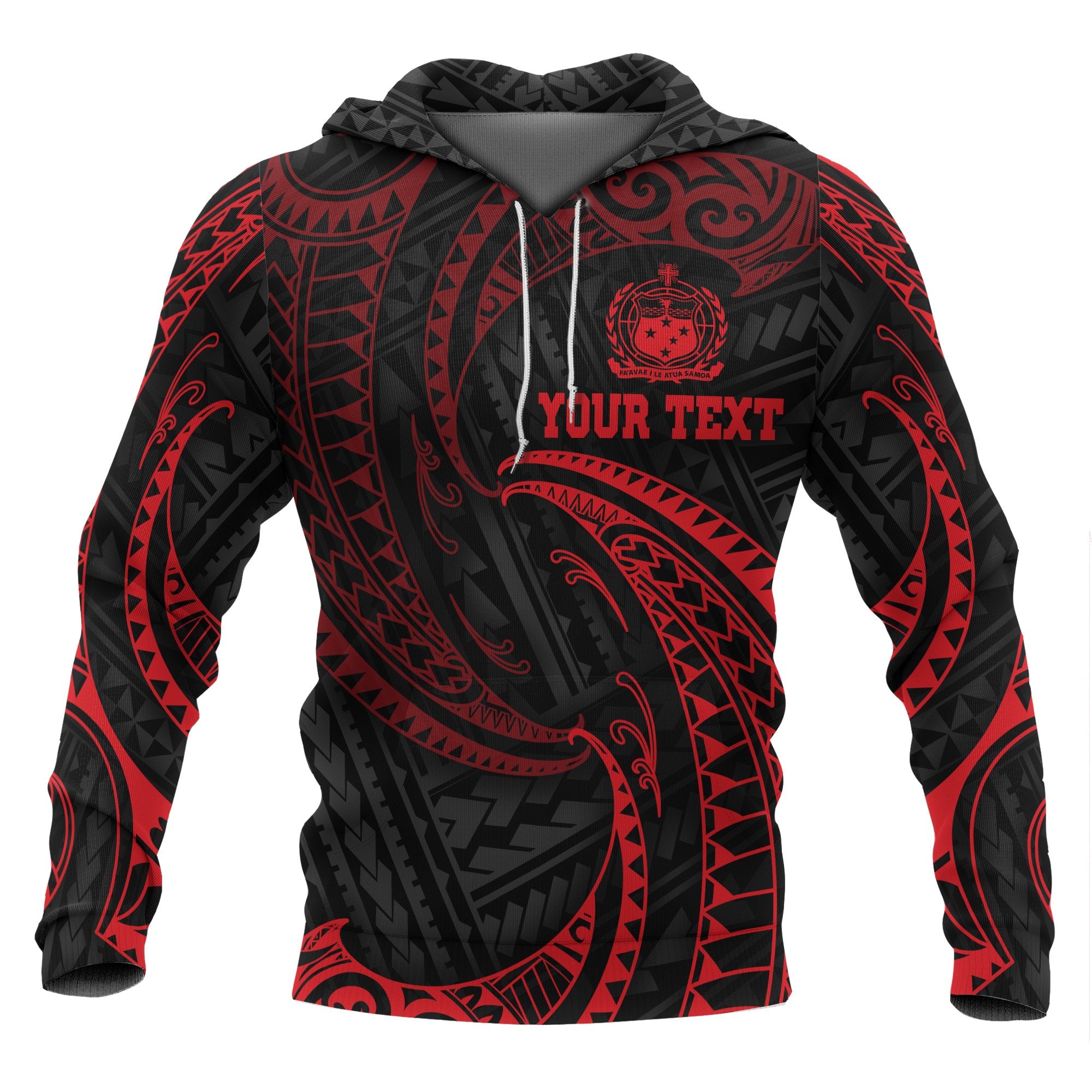 Samoa Polynesian Custom Hoodie Red Tribal Wave Unisex Red - Polynesian Pride