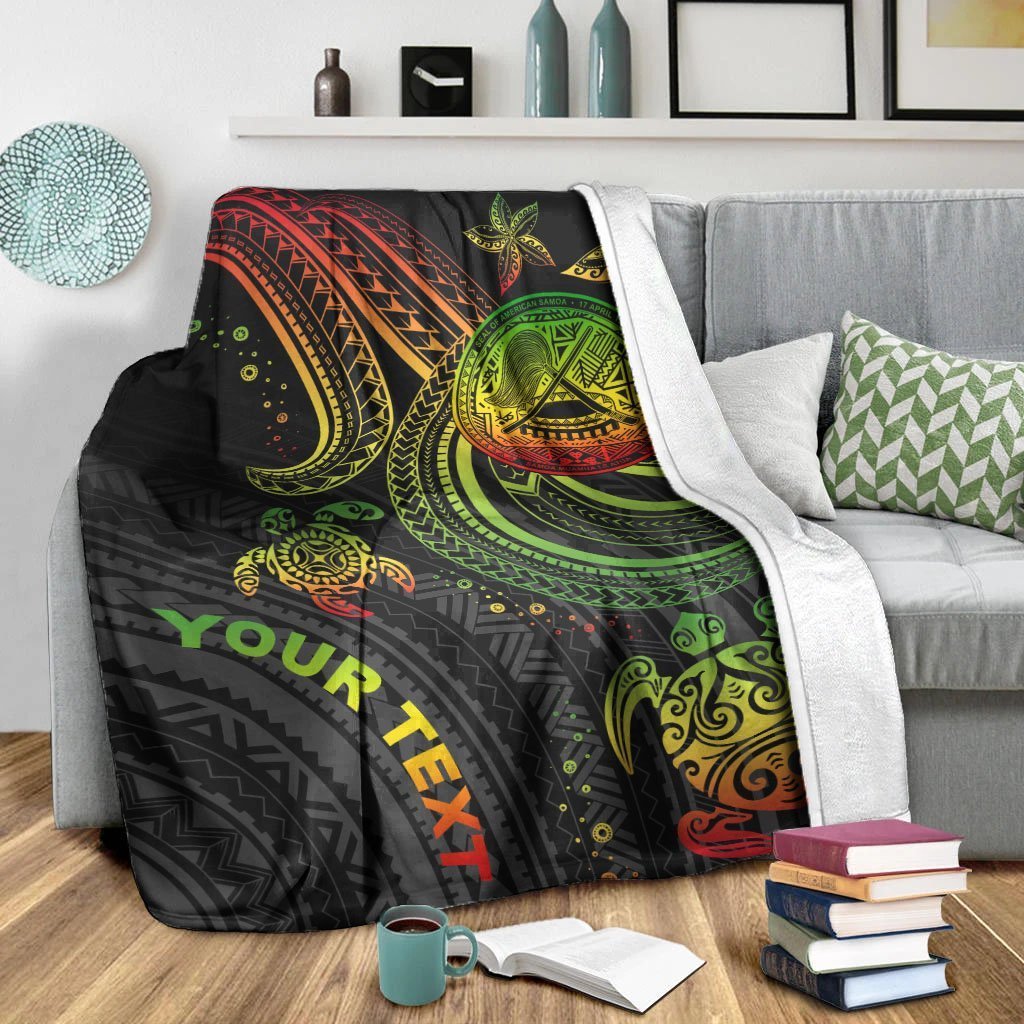American Samoa Custom Personalised Premium Blanket - Reggae Turtle - Polynesian Pride