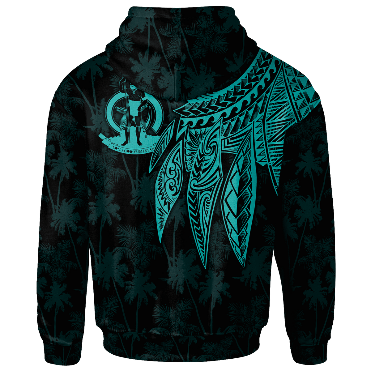 Vanuatu Custom Zip up Hoodie Polynesian Wings (Turquoise) - Polynesian Pride