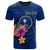 Chuuk Micronesia Custom T Shirt Floral With Seal Blue Unisex Blue - Polynesian Pride