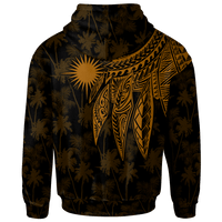 Marshall Islands Zip up Hoodie Polynesian Wings (Golden) - Polynesian Pride