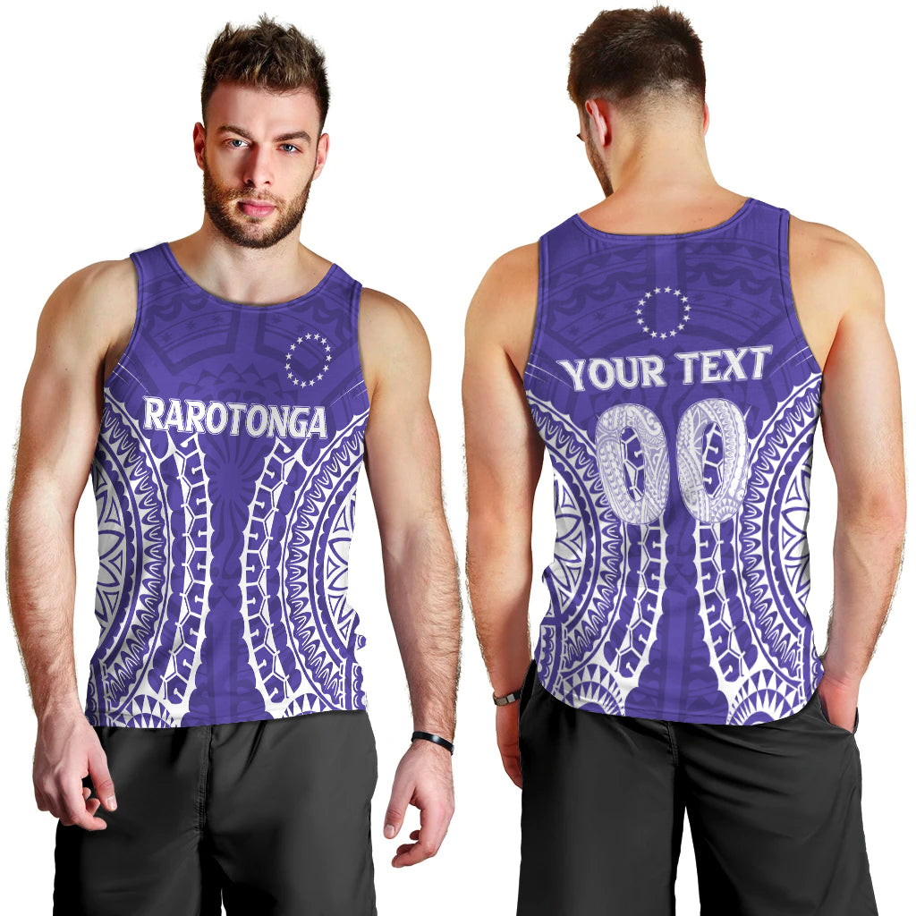 (Custom Personalised) Cook Islands Rarotonga Men Tank Top - Purple Tribal Pattern - LT12 Purple - Polynesian Pride