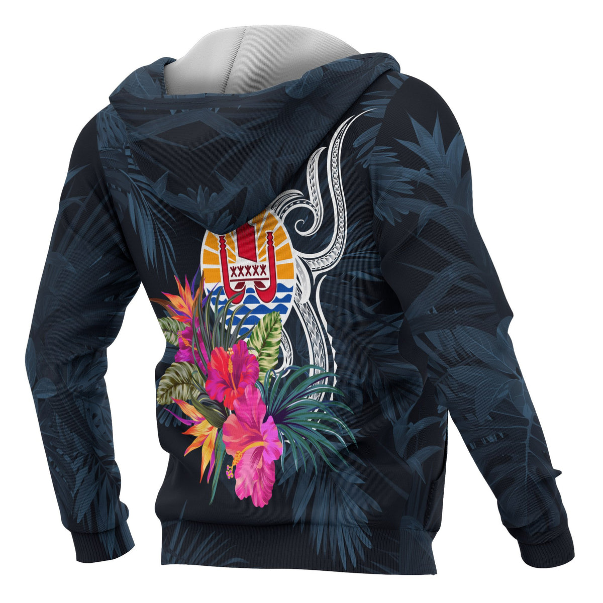 Tahiti Polynesian Zip up Hoodie Tropical Flower - Polynesian Pride