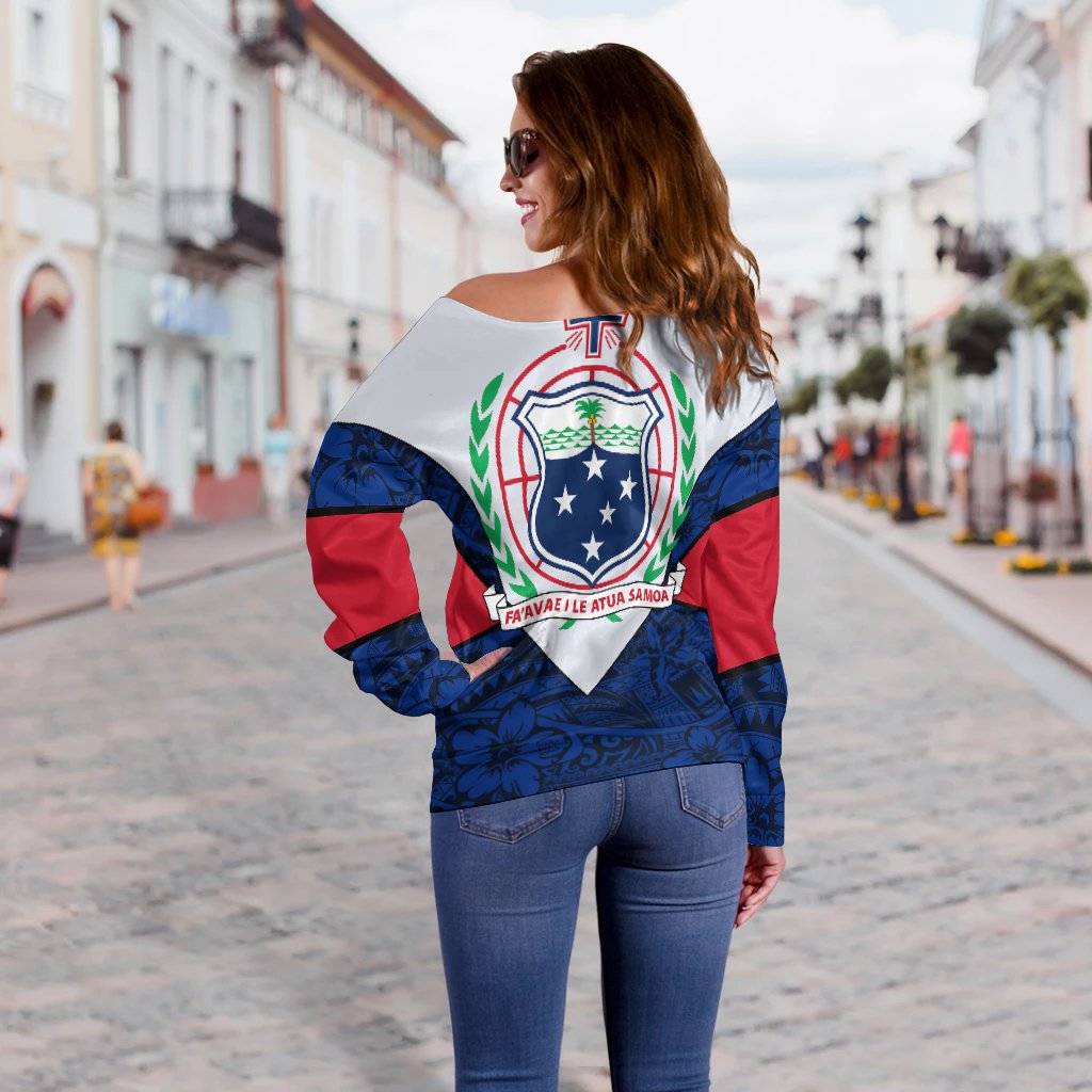 Samoa Polynesian Off Shoulder Sweater - Legend of Samoa - Polynesian Pride