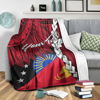 Papua New Guinea Sandaun Province Polynesian Custom Personalised Blanket - Tribal Wave Tattoo - Polynesian Pride