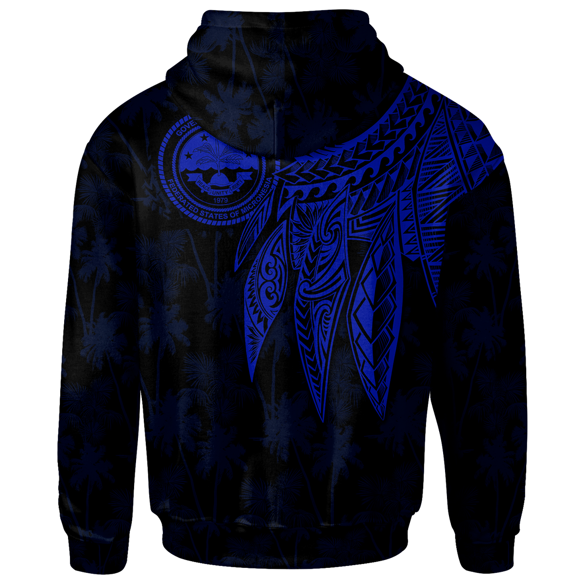 Federated States of Micronesia Custom Zip up Hoodie Polynesian Wings (Blue) - Polynesian Pride
