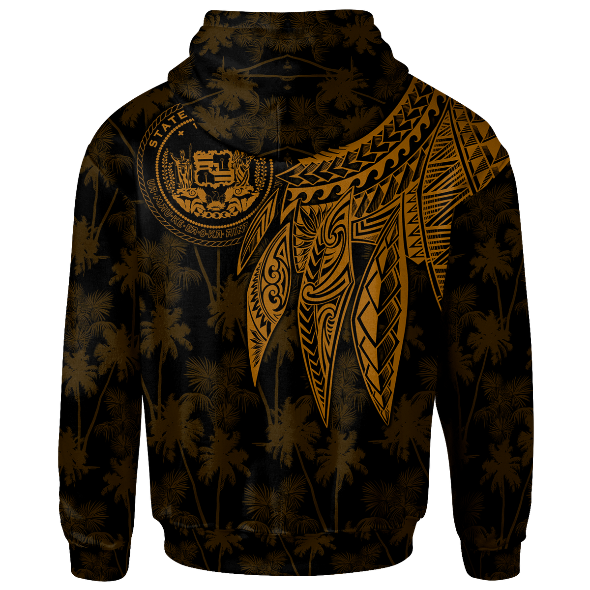 Polynesian Hawaii Zip up Hoodie Polynesian Wings (Golden) - Polynesian Pride