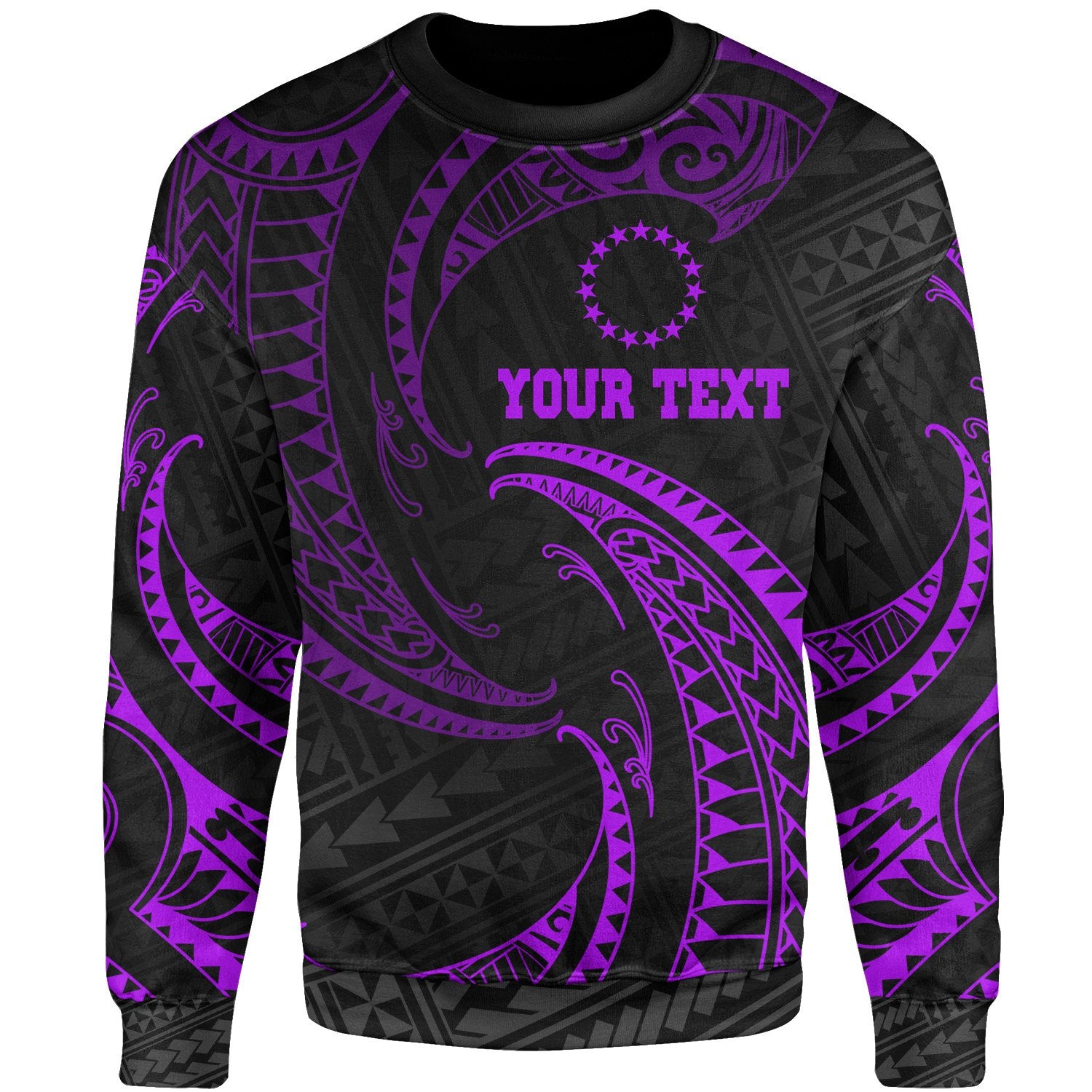 Cook Islands Polynesian Custom Personalised Sweater - Purple Tribal Wave Unisex Purple - Polynesian Pride