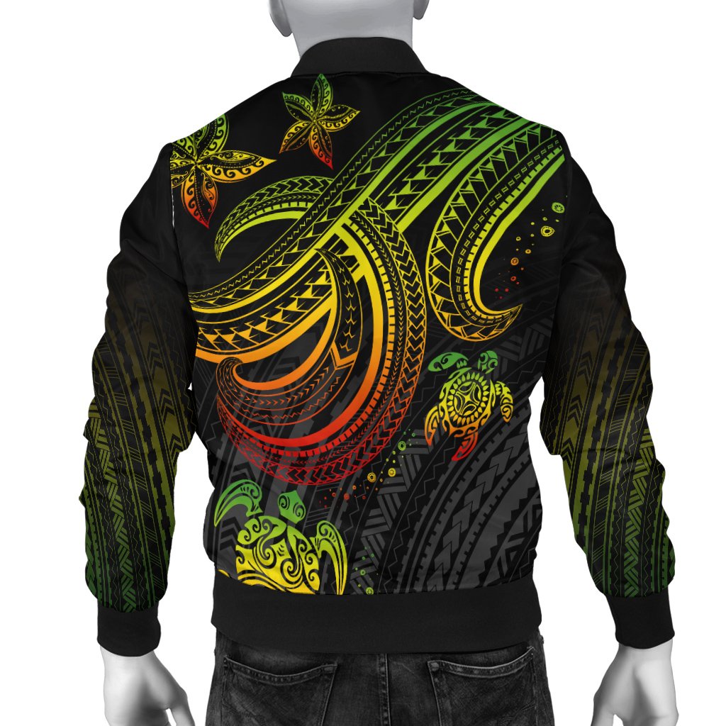 Polynesian Custom Personalised Men's Bomber Jacket - Reggae Turtle - Polynesian Pride