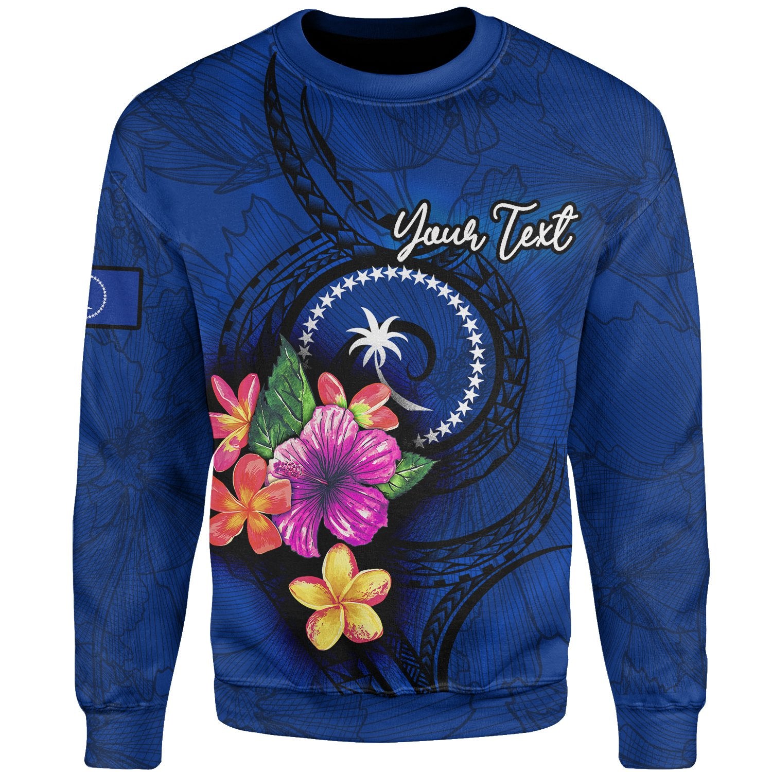 Chuuk Polynesian Custom Personalised Sweater - Floral With Seal Blue Unisex Blue - Polynesian Pride