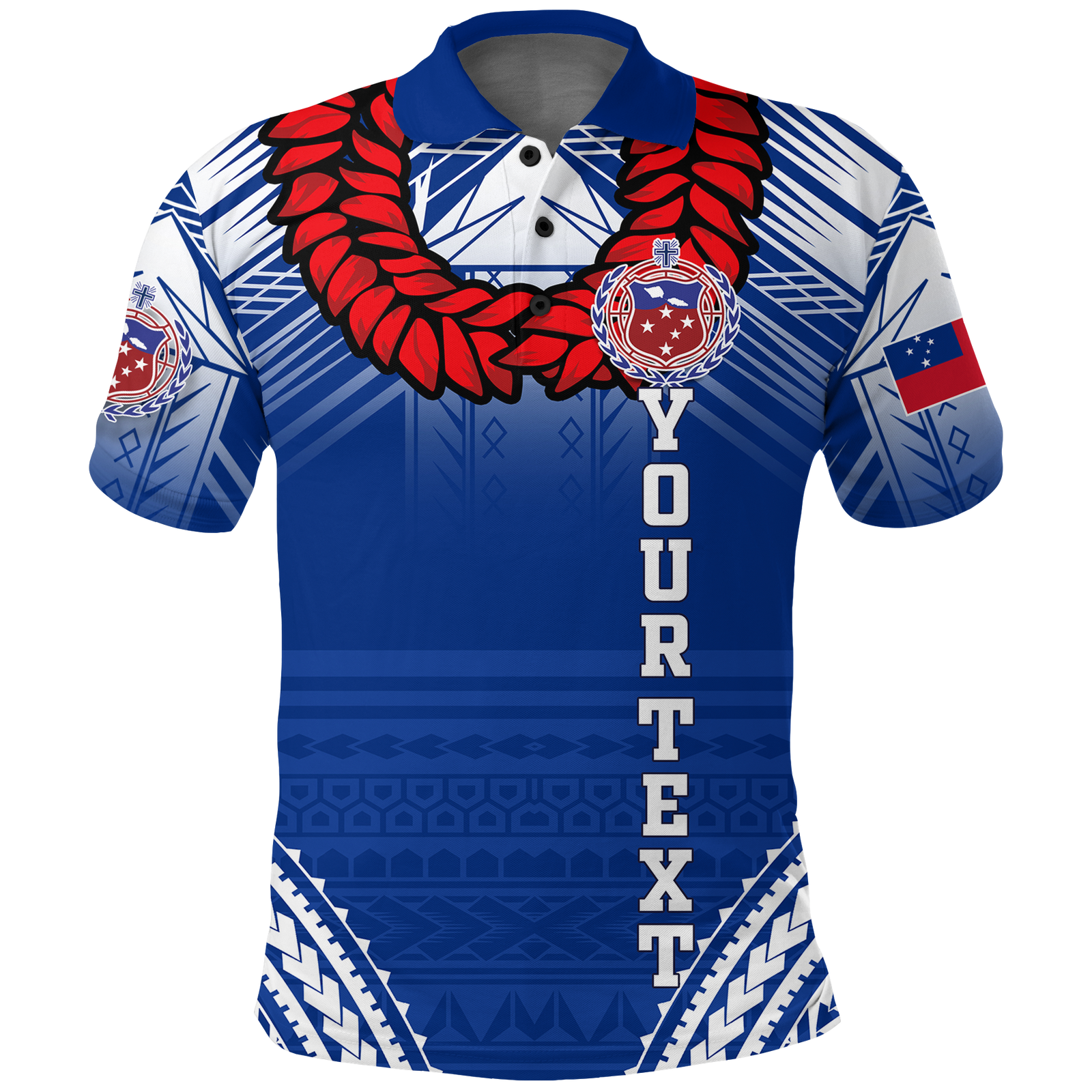 Custom Toa Samoa Rugby Ula Fala Art Polo Shirt LT12 Blue - Polynesian Pride