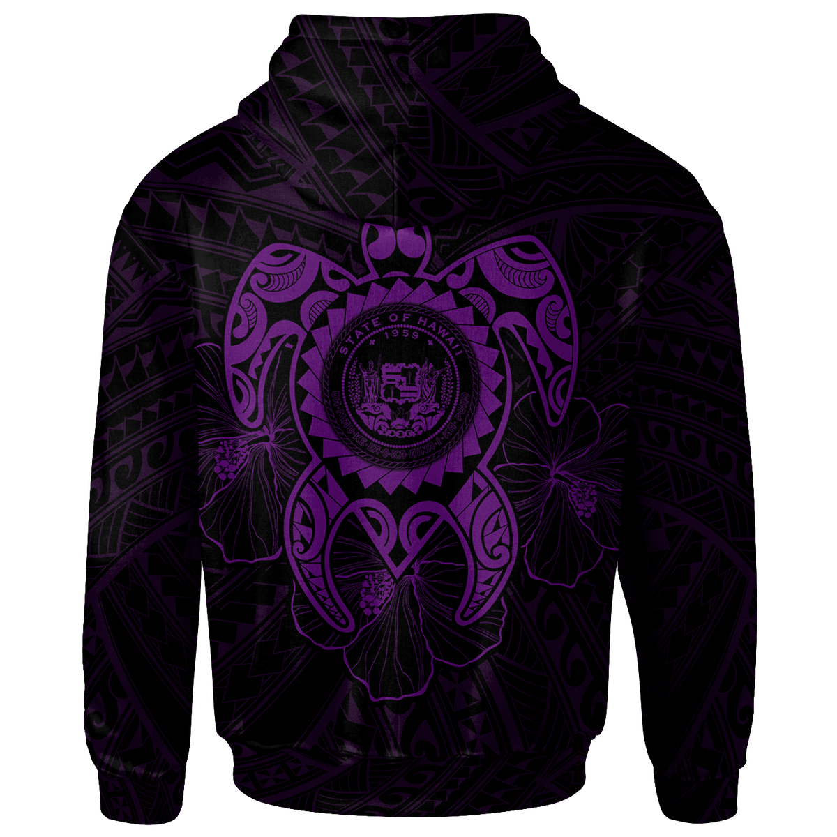 Hawaii Polynesian Zip up Hoodie Vintage Polynesian Turtle (Purple) - Polynesian Pride