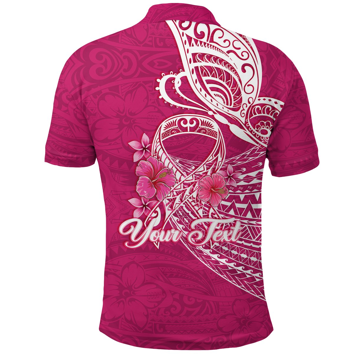 Custom Breast Cancer Pink Ribbon Butterfly Polynesian Pink Version Polo Shirt LT12 - Polynesian Pride