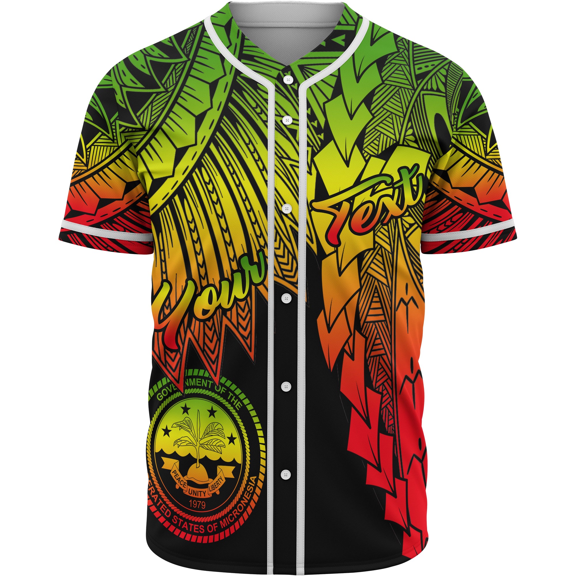 Federated States Of Micronesia Polynesian Custom Personalised Baseball Shirt - Tribal Wave Tattoo Reggae Unisex Reggae - Polynesian Pride