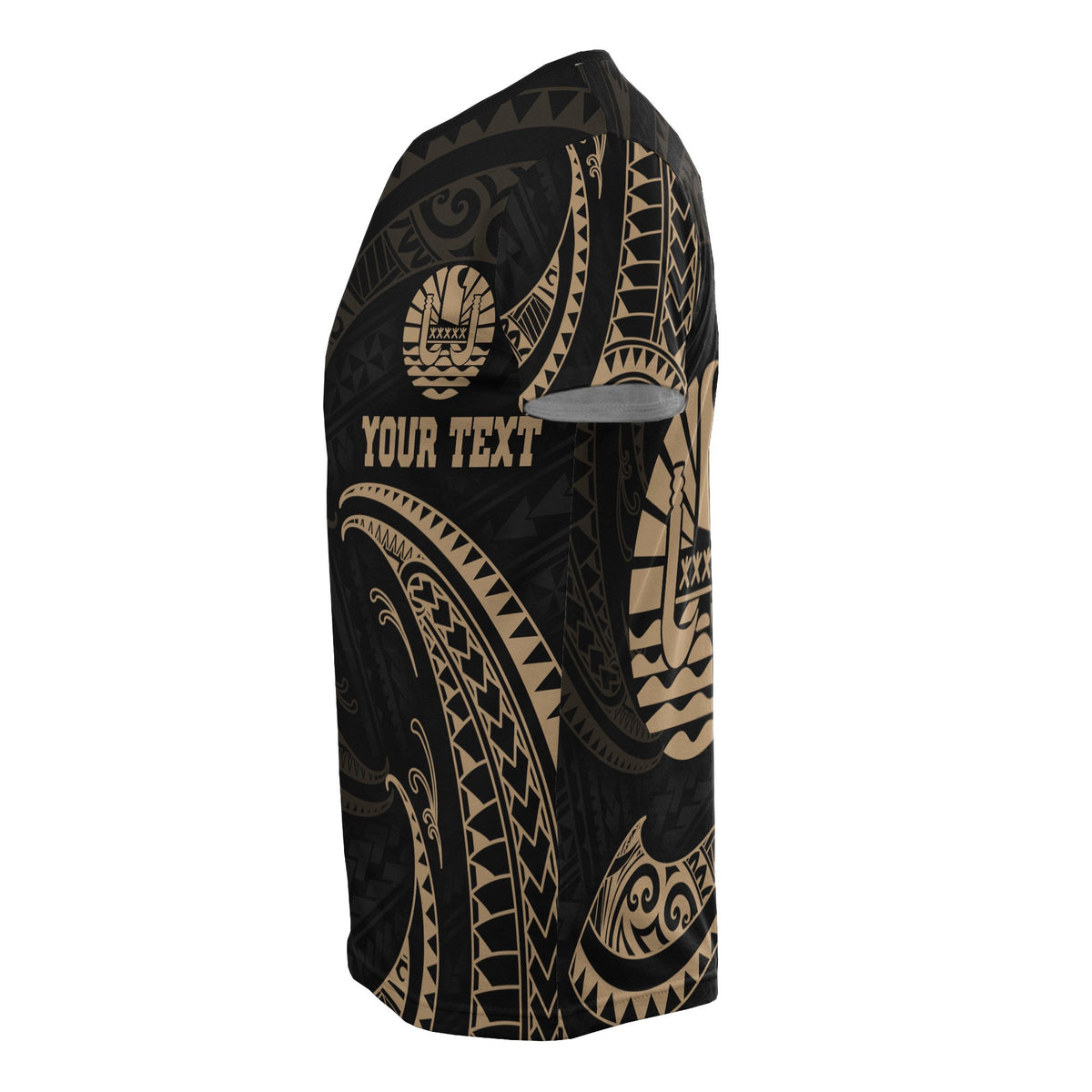 Tahiti Polynesian Custom T Shirt Gold Tribal Wave - Polynesian Pride