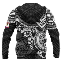 American Samoa Polynesian Hoodie (Zip up) Black Turtle - Polynesian Pride