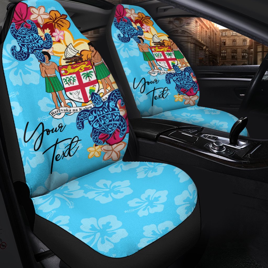 Fiji Custom Personalised Car Seat Covers - Tropical Style Universal Fit Blue - Polynesian Pride