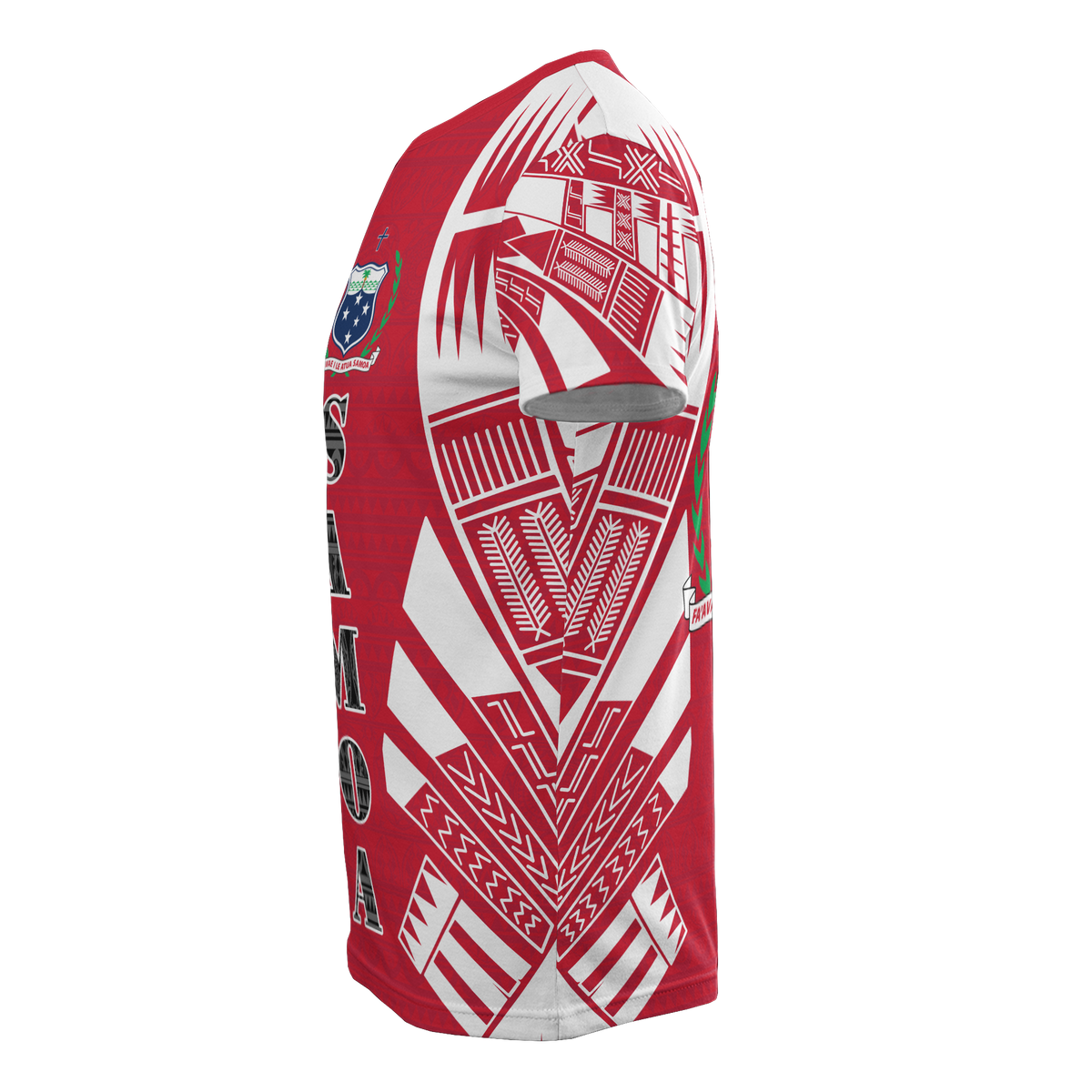 Samoa T Shirt Samoan Coat of Arms Polynesian Tattoo Red Style - Polynesian Pride