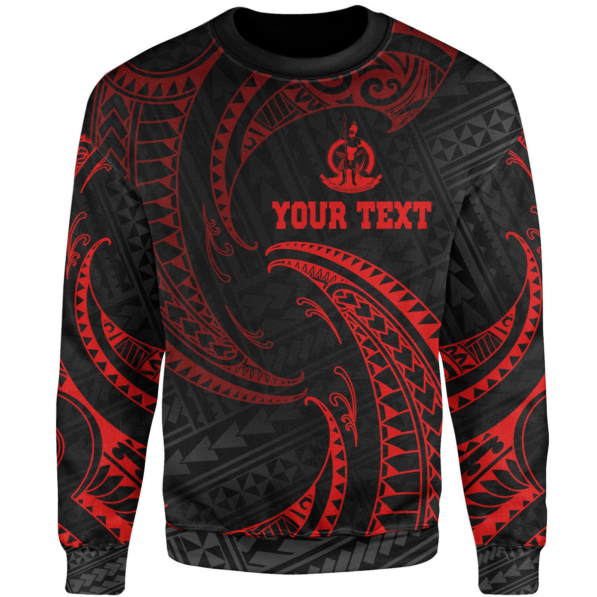 Vanuatu Polynesian Custom Personalised Sweater - Red Tribal Wave Unisex Red - Polynesian Pride