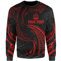 Vanuatu Polynesian Custom Personalised Sweater - Red Tribal Wave Unisex Red - Polynesian Pride