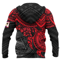 American Samoa Polynesian Hoodie Red Turtle - Polynesian Pride
