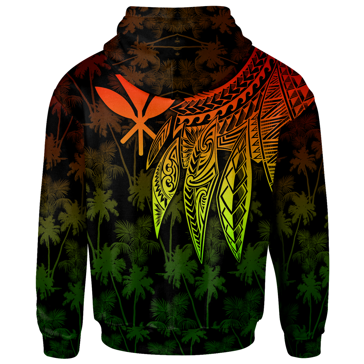 Polynesian Hawaii Kanaka Maoli Zip up Hoodie Polynesian Wings (Reggae) - Polynesian Pride