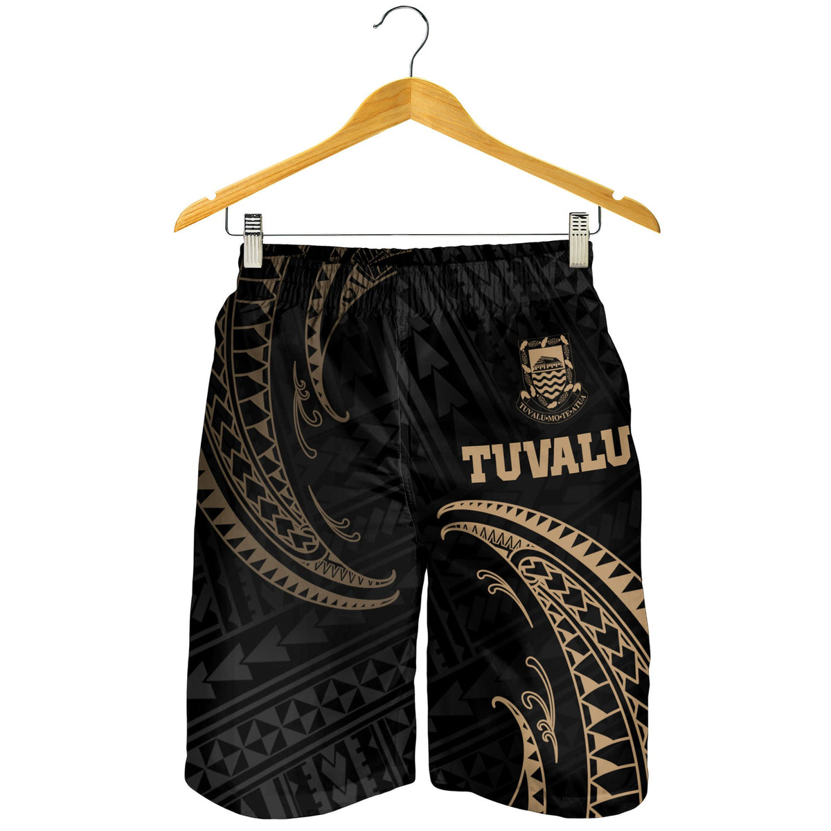 Tuvalu Polynesian Men's Short - Gold Tribal Wave - Polynesian Pride