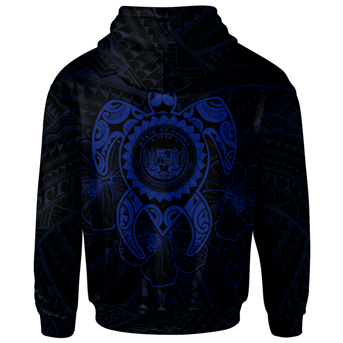 Hawaii Polynesian Custom Hoodie Vintage Polynesian Turtle (Blue) - Polynesian Pride