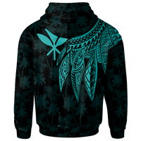Polynesian Hawaii Kanaka Maoli Custom Hoodie Polynesian Wings (Turquoise) - Polynesian Pride