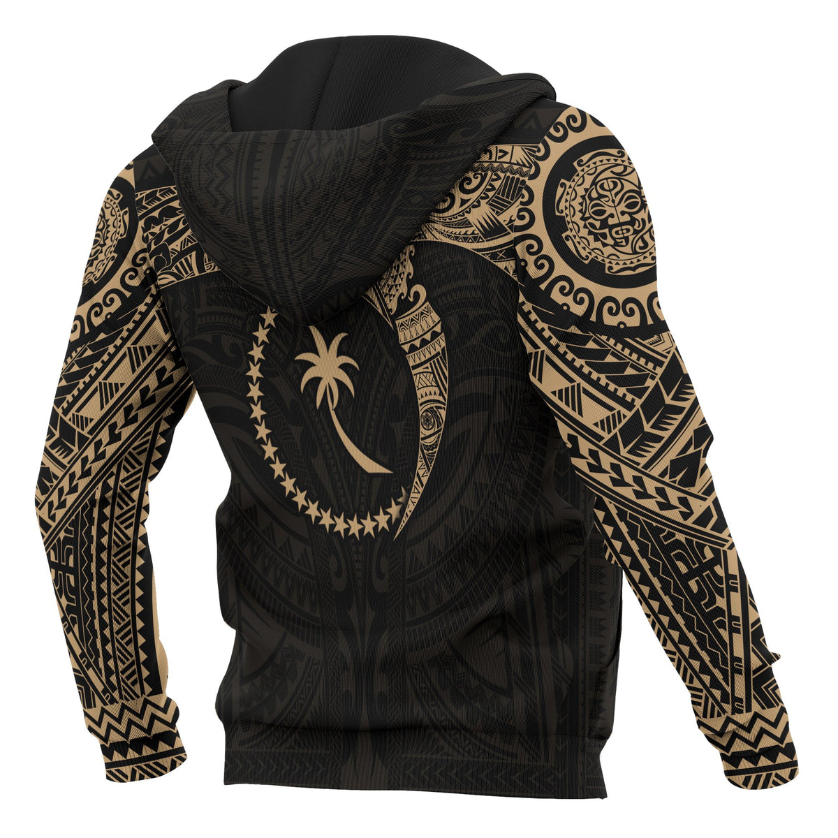 Chuuk Micronesian Hoodie Gold Heart Shield - Polynesian Pride