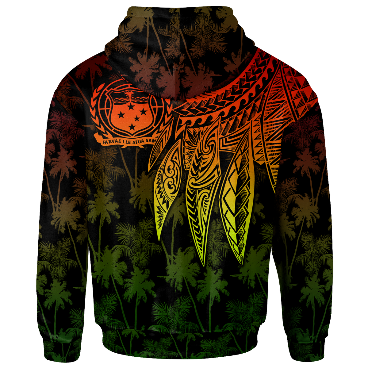 Samoa Zip up Hoodie Polynesian Wings (Reggae) - Polynesian Pride
