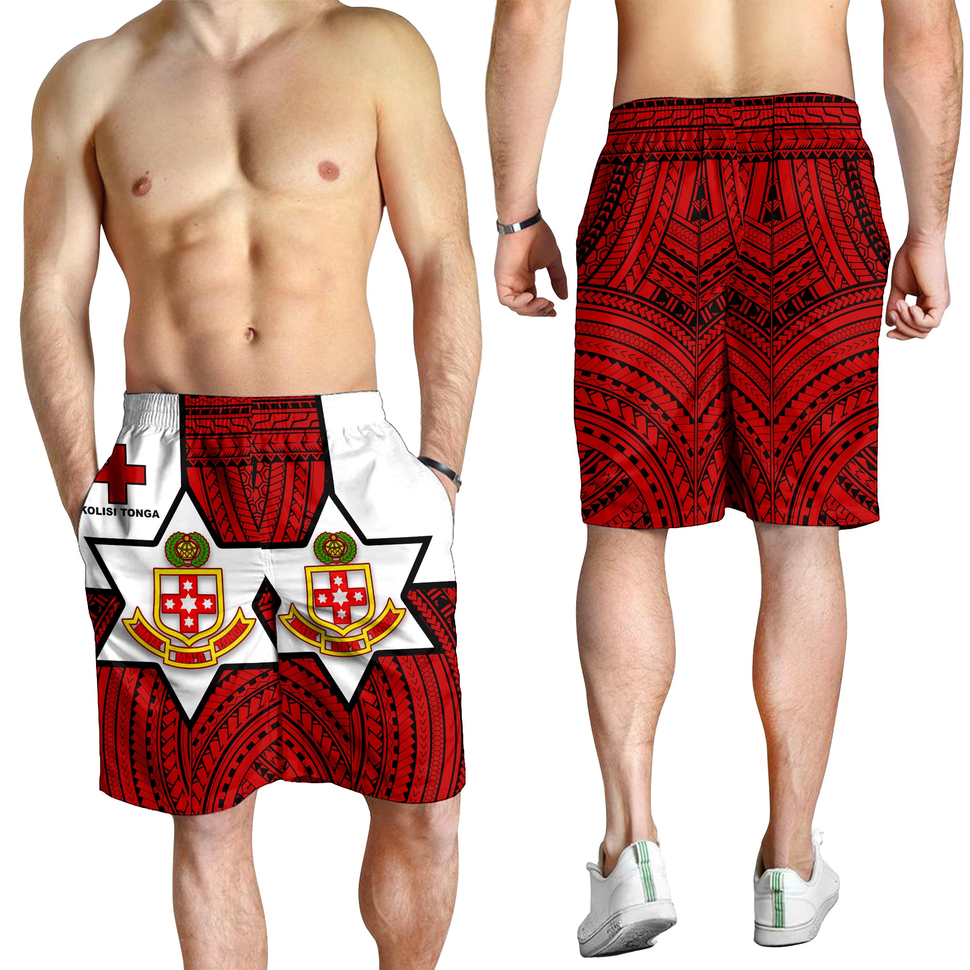 Kolisi Tonga Men's Short - Mate Ma'a Tonga Red Original - LT20 Black - Polynesian Pride