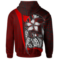 Northern Mariana Islands Polynesian Zip up Hoodie Red Turtle with Hook - Polynesian Pride