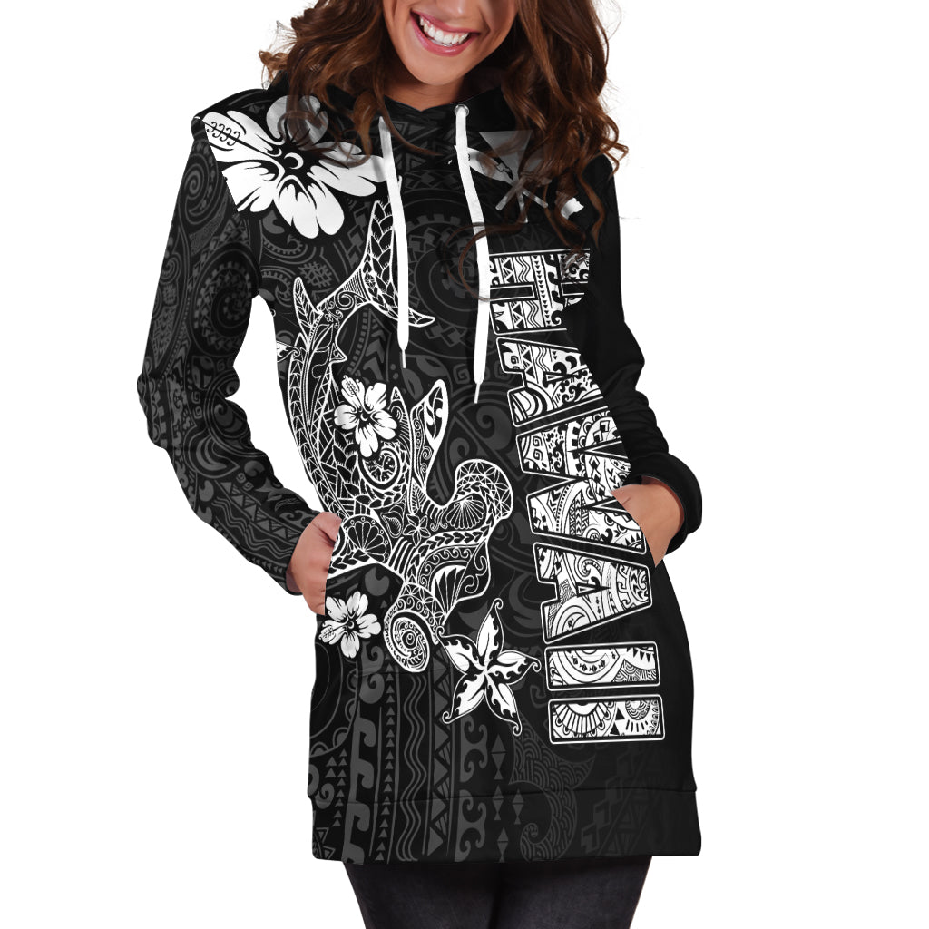 Hawaii Hammerhead Shark Hibiscus Hawaii Pattern Hoodie Dress - LT2 - Polynesian Pride