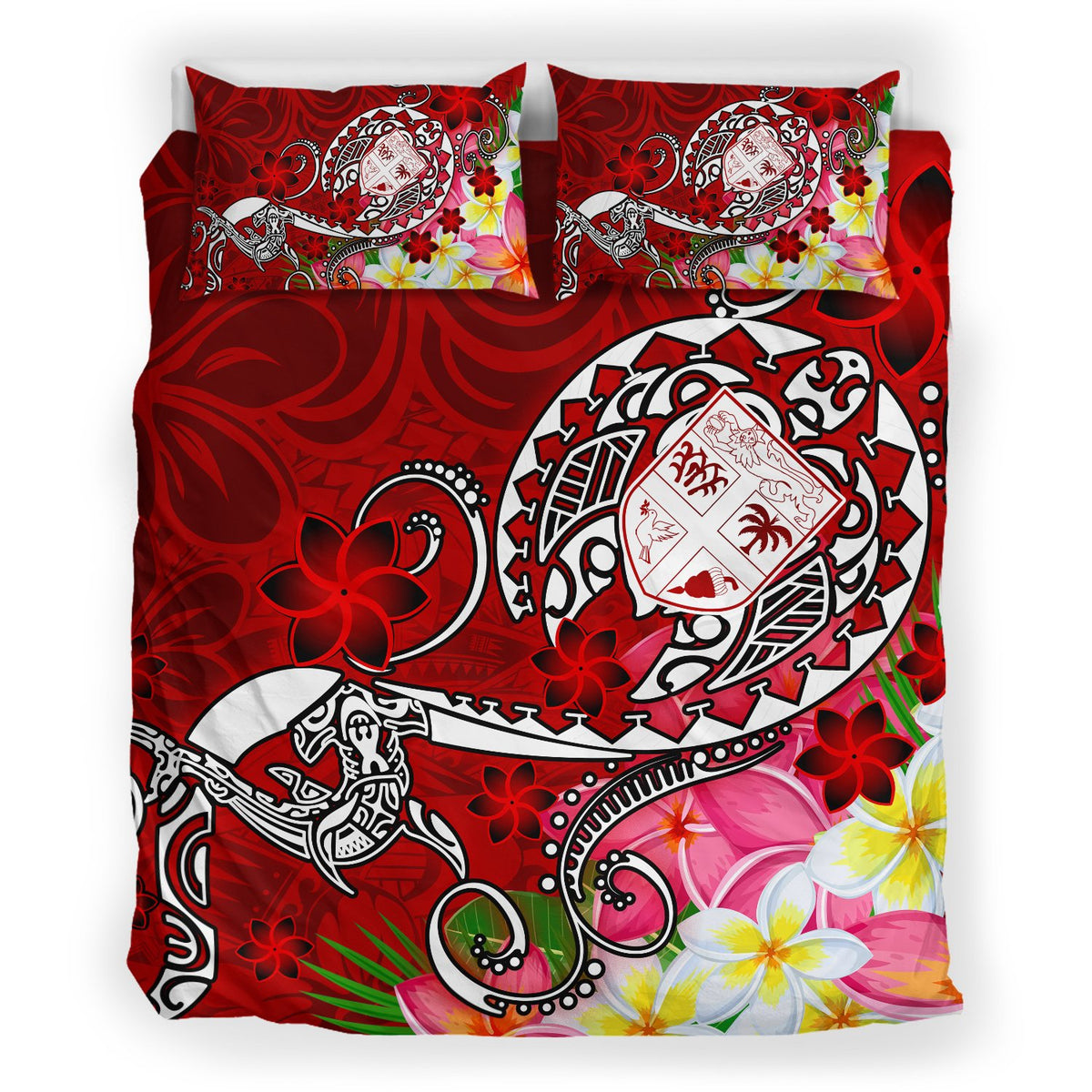 Fiji Bedding Set - Turtle Plumeria (Red) - Polynesian Pride